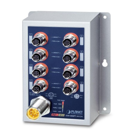 "High-Performance Planet IP50 Ind 8-P Port Switch ISW-808PT-M12A – Reliable Connectivity for Industrial Networks"